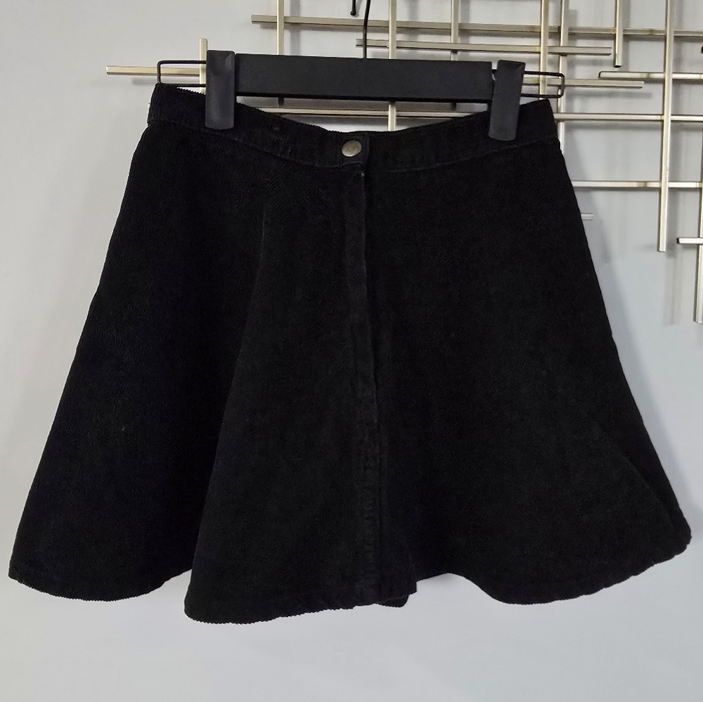 American Apparel Corduroy Black Flare Mini Skirt​